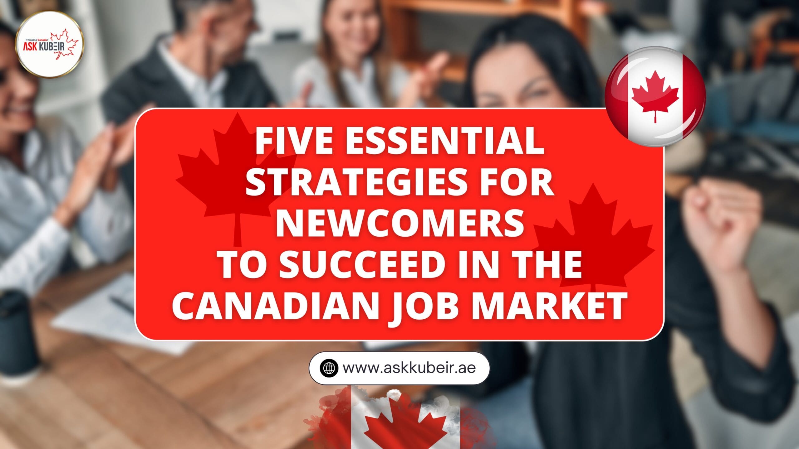 A diverse group of professionals collaborating in an office, symbolizing success in the Canadian job market